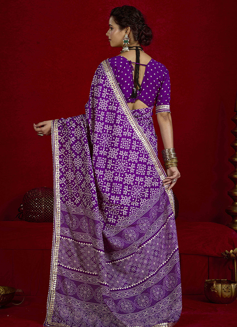 Tussar Silk Purple Occasional Wear Sequins Work Saree 387166