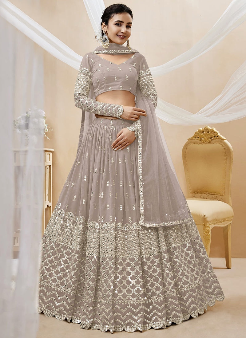 Georgette Lehenga Choli with Zari Embroidery Work for Designer Wear