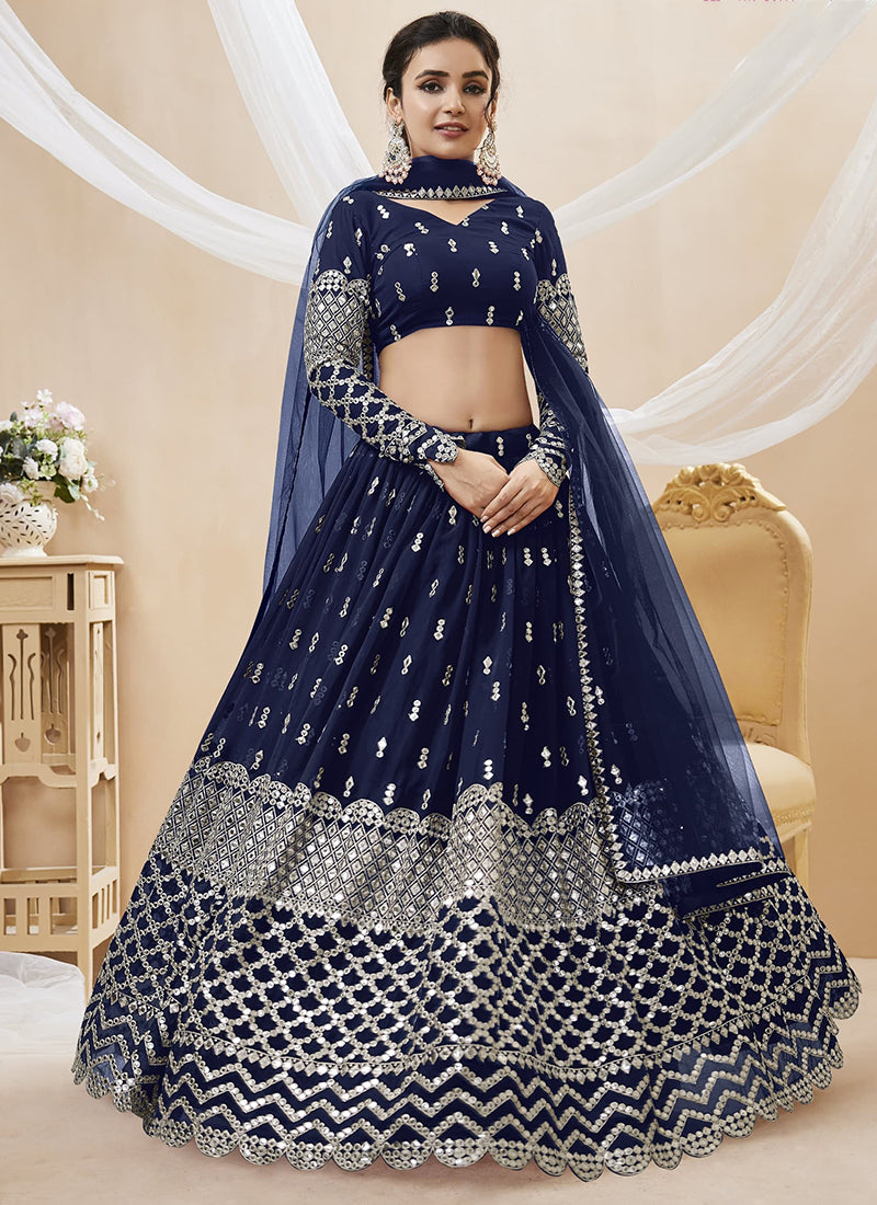 Georgette Lehenga Choli with Zari Embroidery Work for Designer Wear