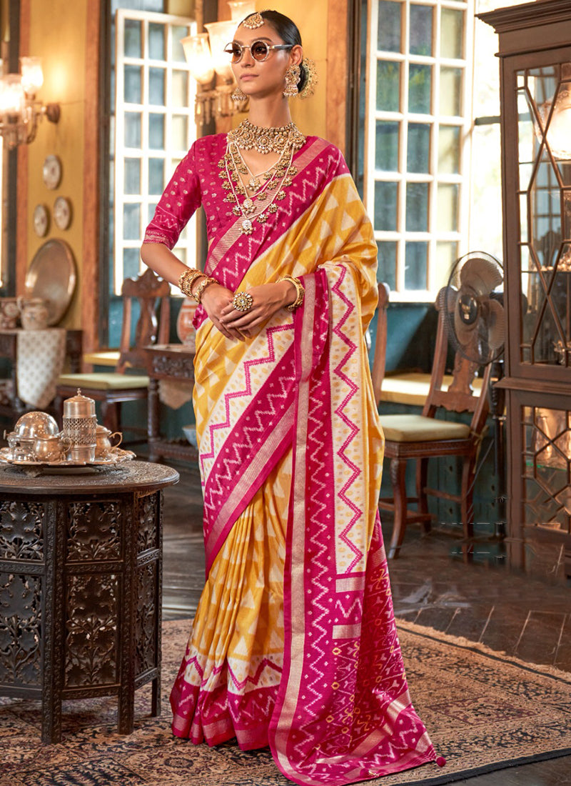 P.v Silk Multi Color Occasional Wear Printed Work Saree 386978