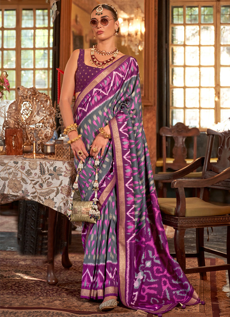 P.v Silk Multi Color Occasional Wear Printed Work Saree 386979