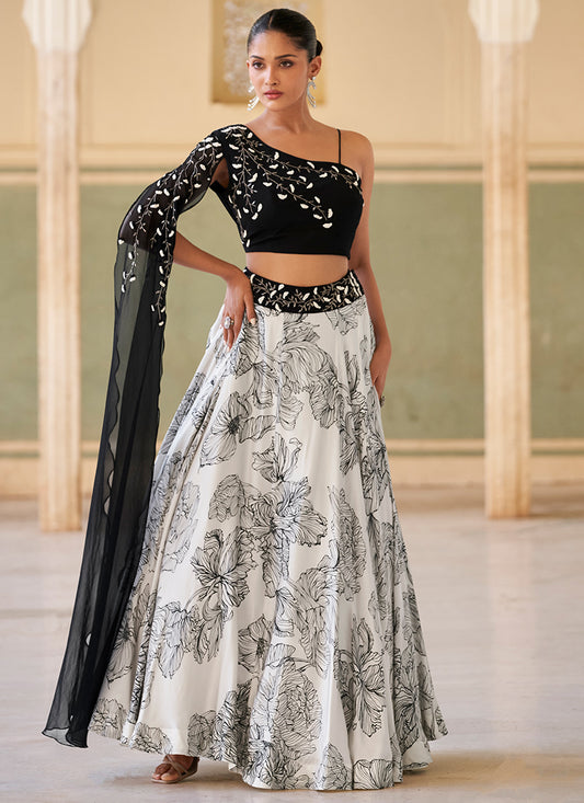 Chinnon Multi Color Wedding Wear Embroidery Work Readymade Lehenga Choli 386735