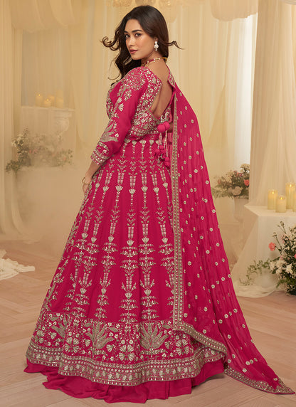 Hot Pink Georgette Embroidery Work Party Wear Readymade Ethnic Wear SW860213