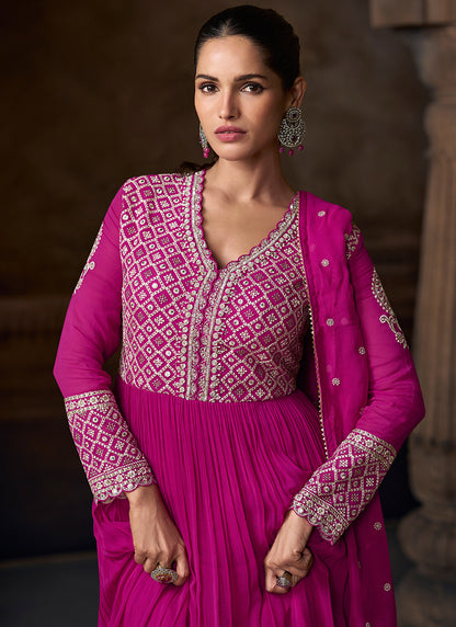 Magenta Georgette Embroidery Work Wedding Wear Readymade Anarkali Suit SW151636