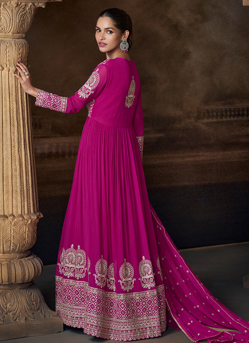 Magenta Georgette Embroidery Work Wedding Wear Readymade Anarkali Suit SW151636