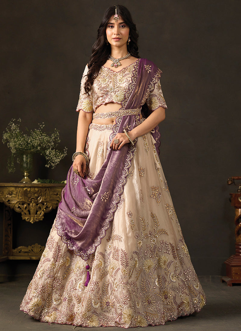 Purple Silk Embroidery Work Festive Wear Lehenga Choli SW406051