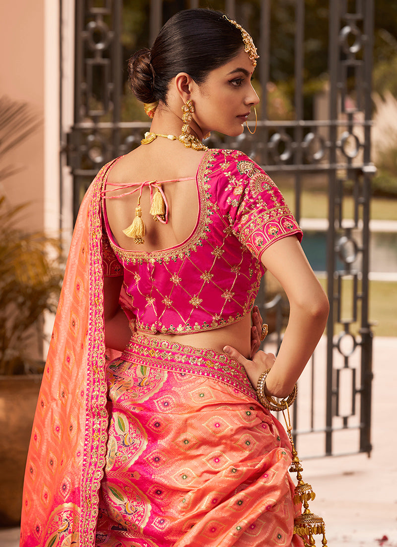 Banarasi Silk Multi Color Lehenga Choli with Embroidery Work for Bridal Wear 383451