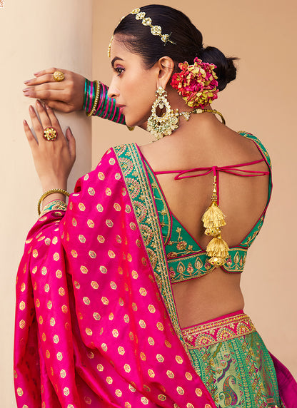 Banarasi Silk Multi Color Lehenga Choli with Embroidery Work for Bridal Wear 383452