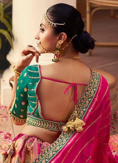 Banarasi Silk Multi Color Lehenga Choli with Embroidery Work for Bridal Wear 383453