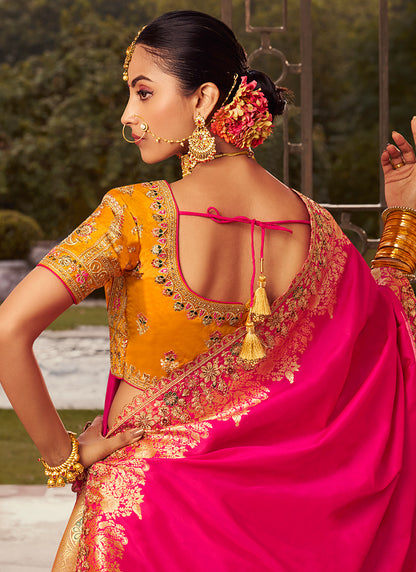 Banarasi Silk Multi Color Lehenga Choli with Embroidery Work for Bridal Wear 383456