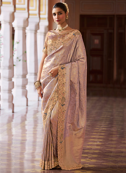Turquoise  Kanjivaram Silk Beads Work Festival Wear Saree SW405973