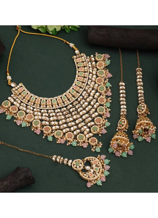 Multi Color Festival Wear Kundan Necklace Set 383118