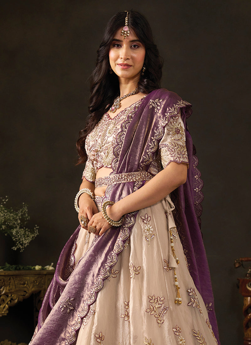 Purple Silk Embroidery Work Festive Wear Lehenga Choli SW406051