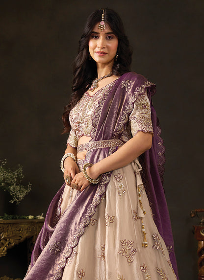 Purple Silk Embroidery Work Festive Wear Lehenga Choli SW406051