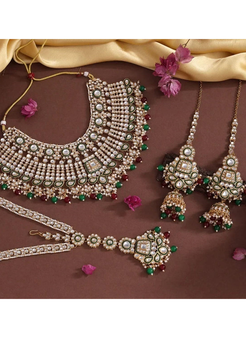 Multi Color Festival Wear Kundan Necklace Set 383126