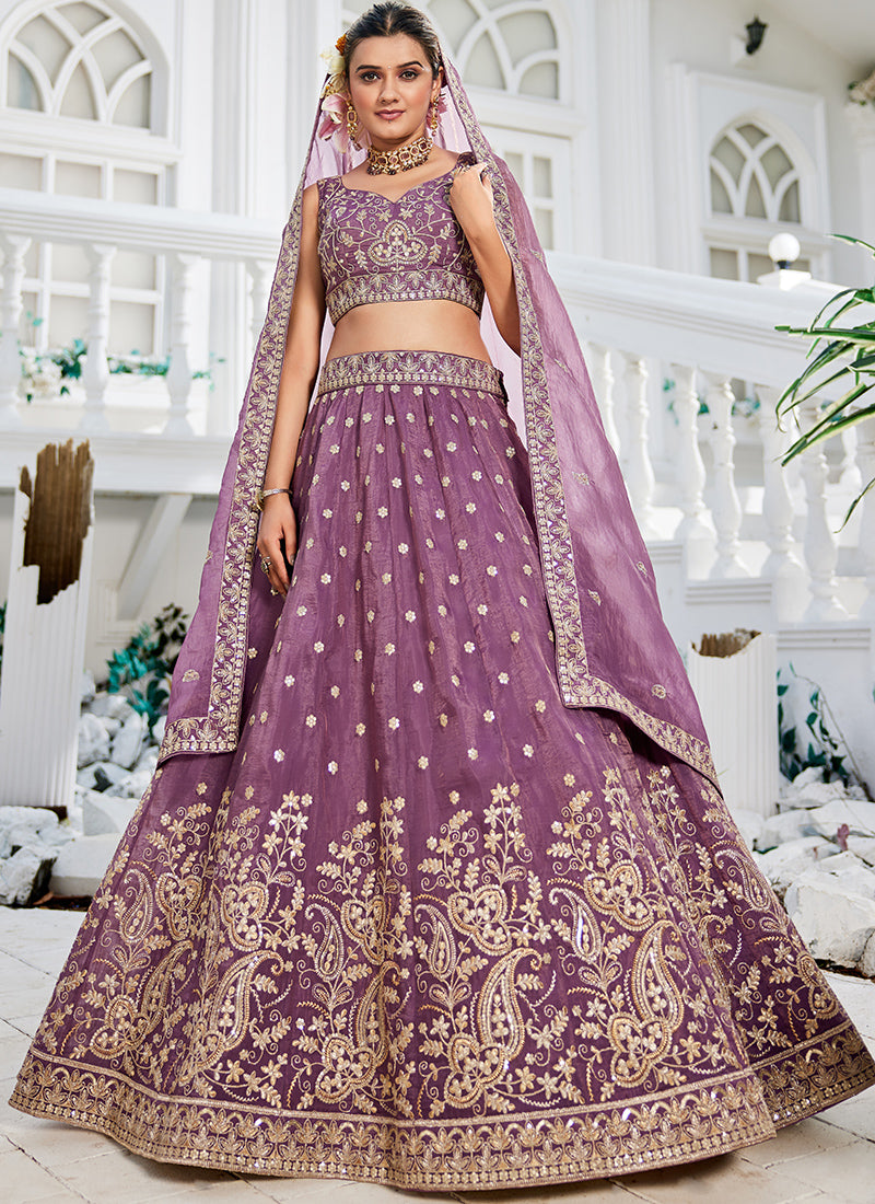 Tissue Lehenga Choli with Sequin Work for Designer Wear