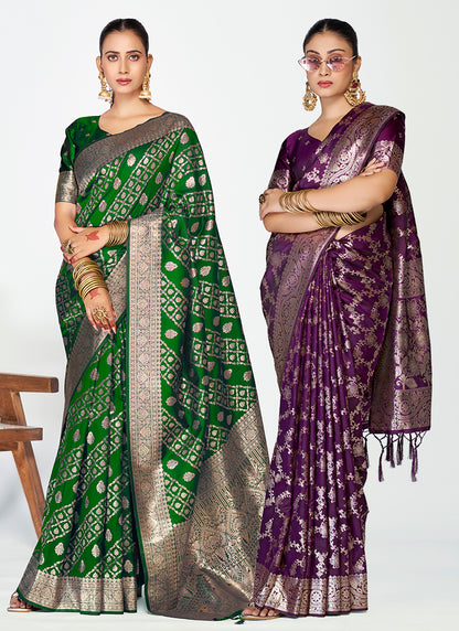 Signature Banarasi Silk Saree Combo Set with Premium Zari Detailing