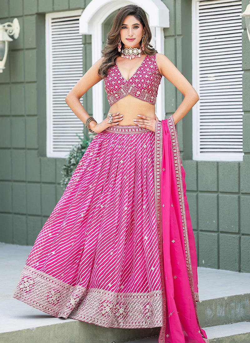 Art Silk Pink Reception Wear Sequins Work Lehenga Choli 386828