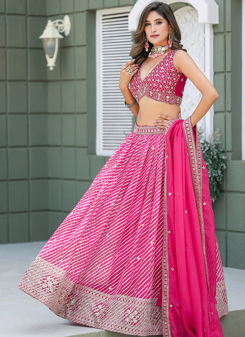 Art Silk Pink Reception Wear Sequins Work Lehenga Choli 386828