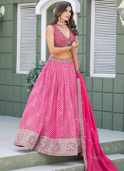 Art Silk Pink Reception Wear Sequins Work Lehenga Choli 386828