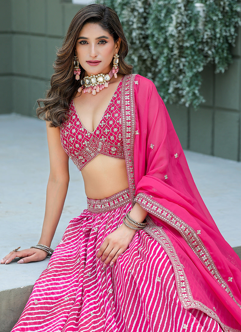 Art Silk Pink Reception Wear Sequins Work Lehenga Choli 386828
