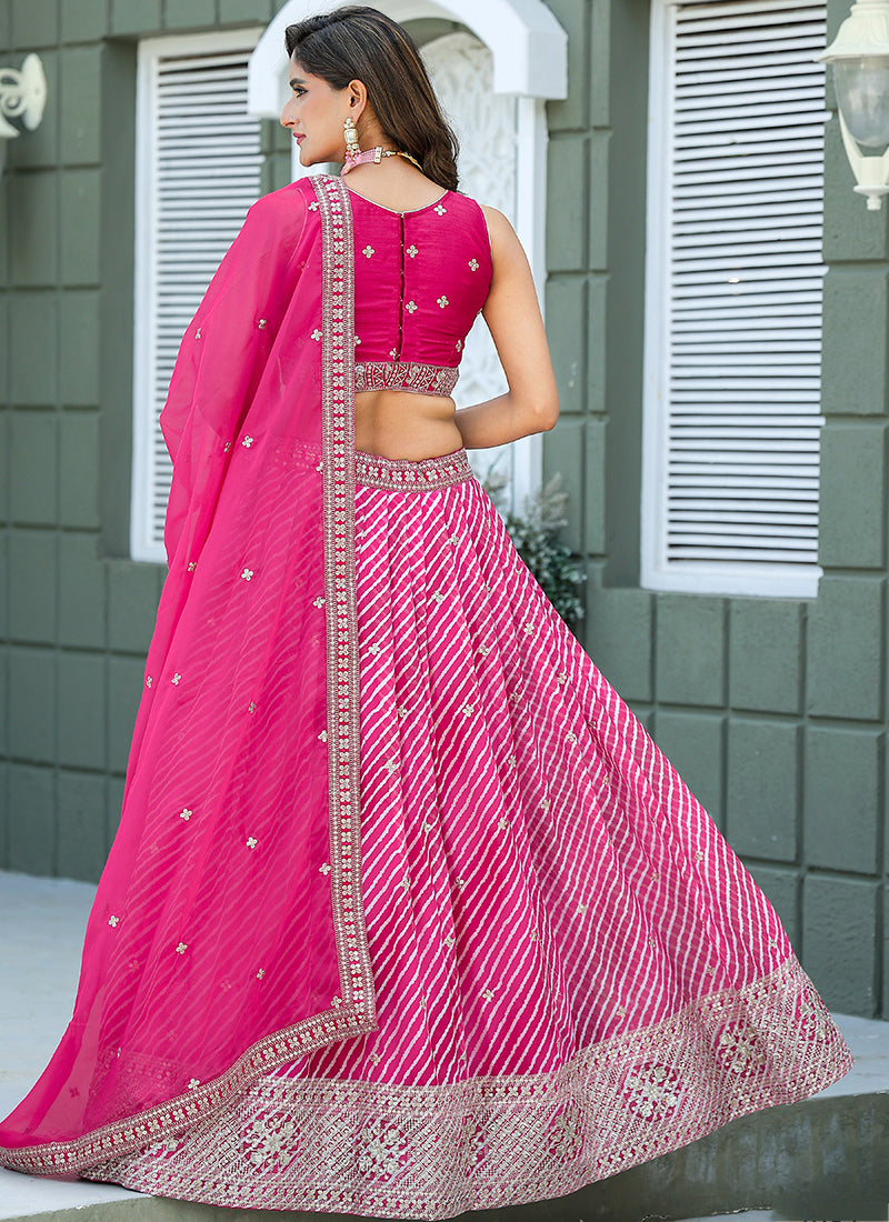 Art Silk Pink Reception Wear Sequins Work Lehenga Choli 386828