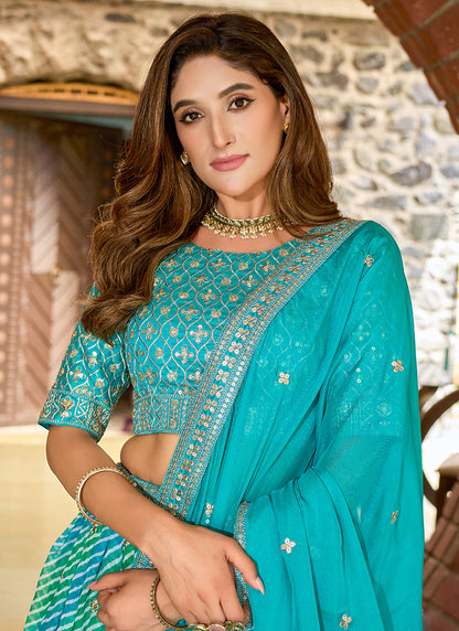 Art Silk Green Reception Wear Sequins Work Lehenga Choli 386829