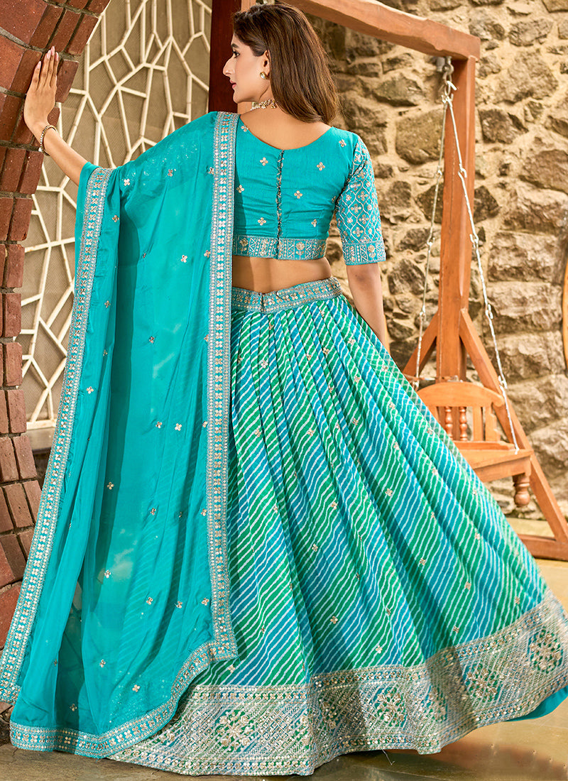 Art Silk Green Reception Wear Sequins Work Lehenga Choli 386829
