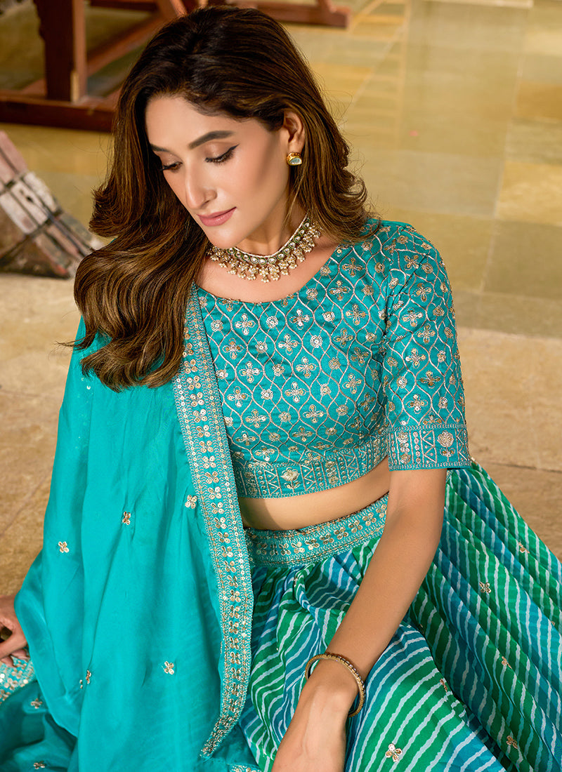 Art Silk Green Reception Wear Sequins Work Lehenga Choli 386829