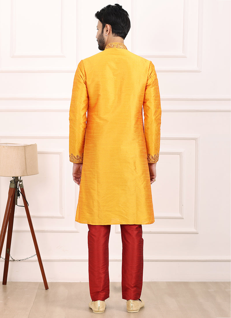 Fire Art Banarasi Silk Festival Wear Thread Work Kurta Pajama 327709