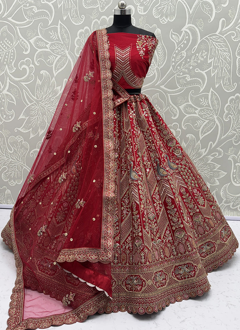 Matka Silk Lehenga Choli with Embroidery Work for Bridal Wear