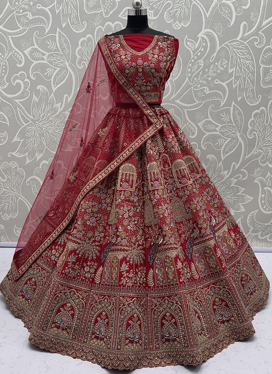 Silk Lehenga Choli with Sequin Work for Bridal Wear