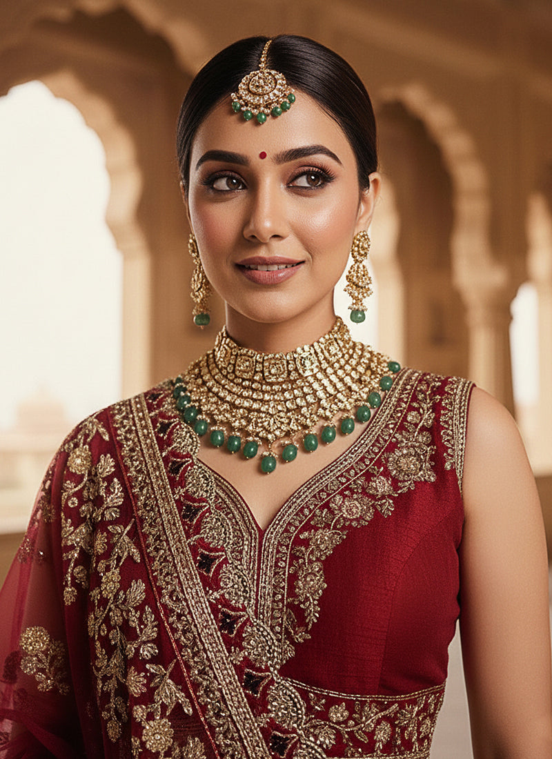 Silk Maroon Wedding Wear Embroidery Work Lehenga Choli 385811