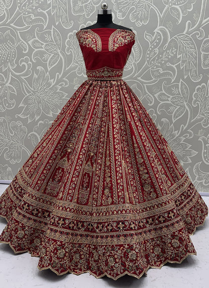 Silk Maroon Wedding Wear Embroidery Work Lehenga Choli 385811