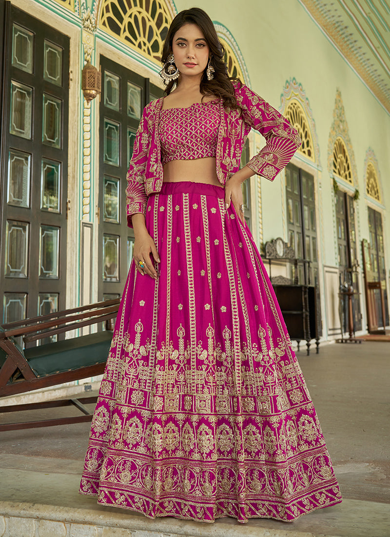 Readymade Chinon Lehenga Choli with Heavy Embroidery Work for Designer Wear
