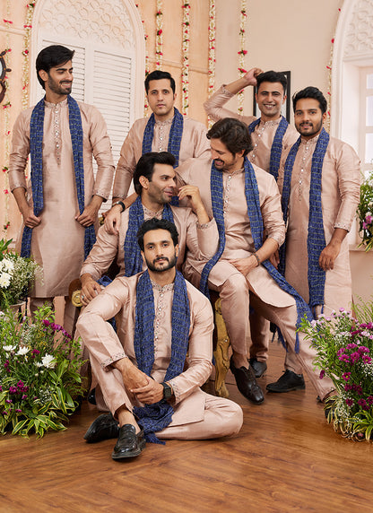 Art Silk Peach Festival Wear Plain Readymade Kurta Pajama 366838