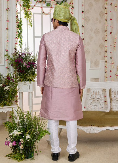Art Banarasi Silk Onion Wedding Wear Pattern Work Readymade Indo Weartern Sherwani 357962