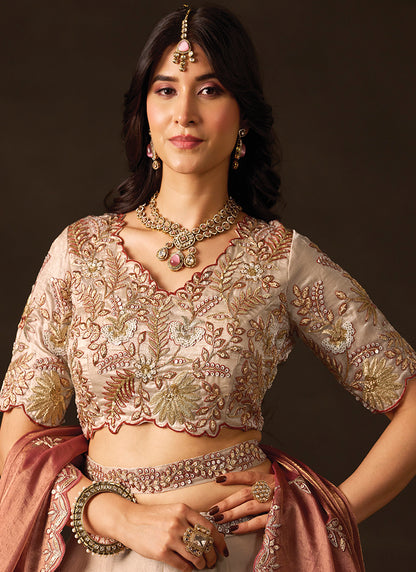 Copper Silk Embroidery Work Festive Wear Lehenga Choli SW406049