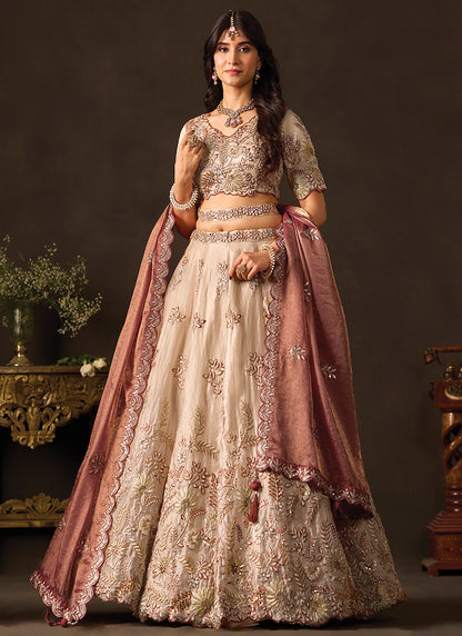 Copper Silk Embroidery Work Festive Wear Lehenga Choli SW406049