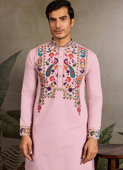 Viscose Baby Pink Party Wear Stylish Sequin Work Kurta