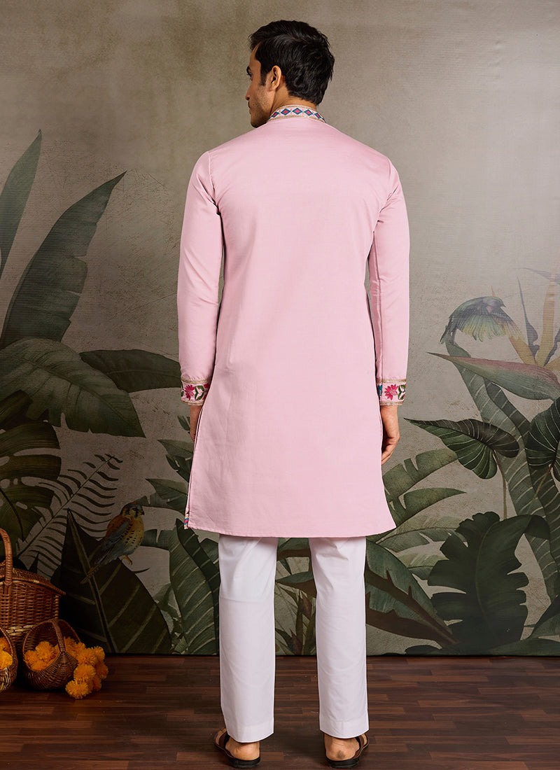 Viscose Baby Pink Party Wear Stylish Sequin Work Kurta