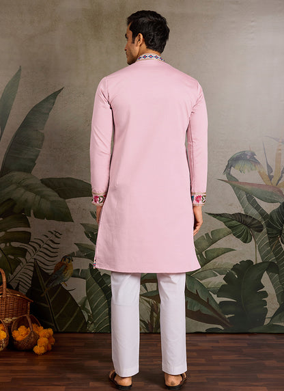 Viscose Baby Pink Party Wear Stylish Sequin Work Kurta