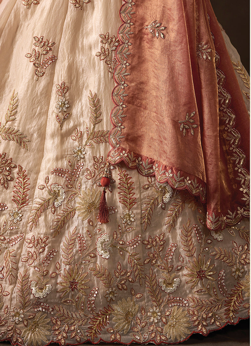 Copper Silk Embroidery Work Festive Wear Lehenga Choli SW406049