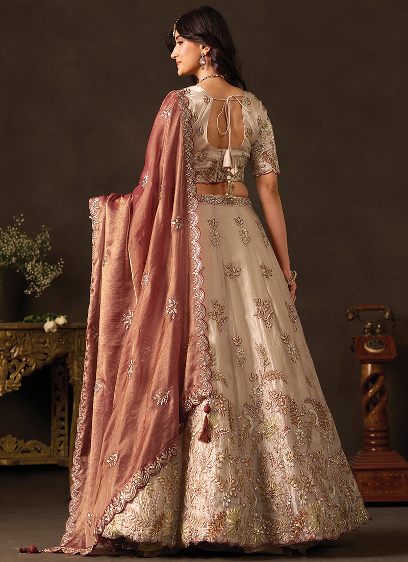 Copper Silk Embroidery Work Festive Wear Lehenga Choli SW406049