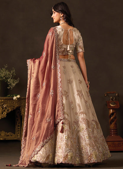 Copper Silk Embroidery Work Festive Wear Lehenga Choli SW406049