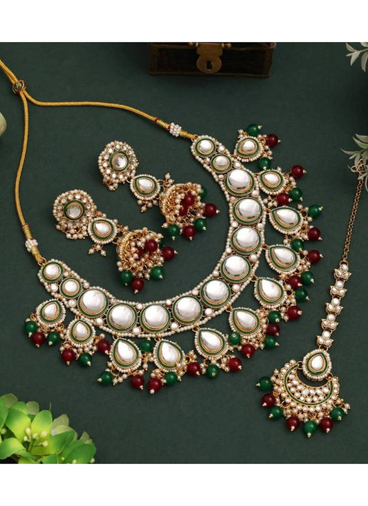 Multi Color Festival Wear Kundan Necklace Set 383098