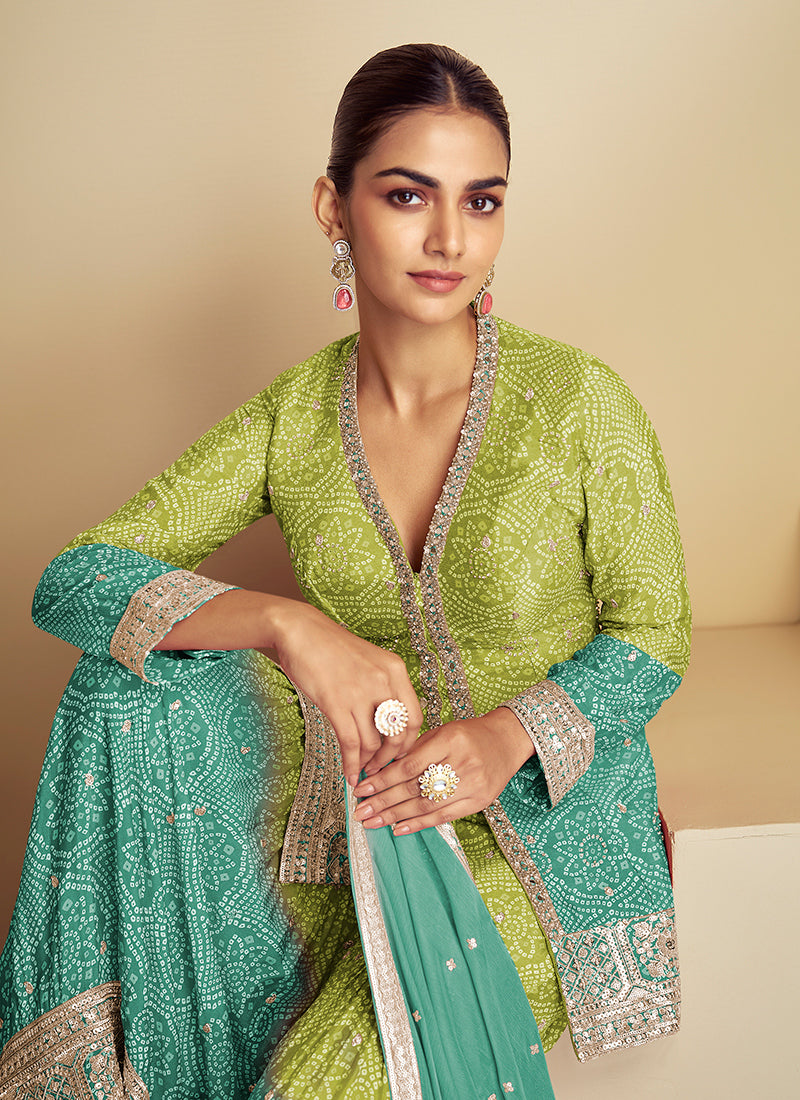 Chinnon Multi Color Festival Wear Embroidery Work Readymade Sharara Suit 385754