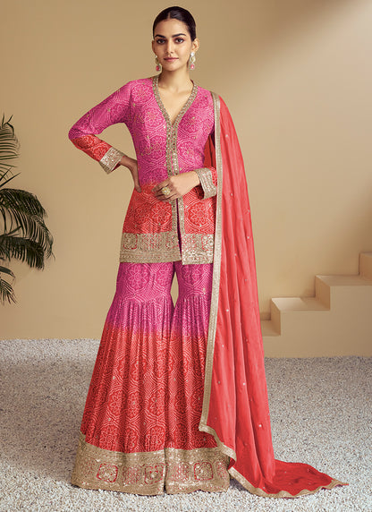 Chinnon Multi Color Festival Wear Embroidery Work Readymade Sharara Suit 385755