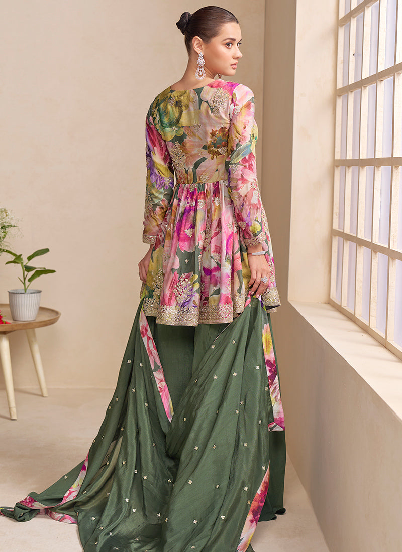 Chinnon Multi Color Party Wear Sequins Work Readymade Plazzo Suit 385708