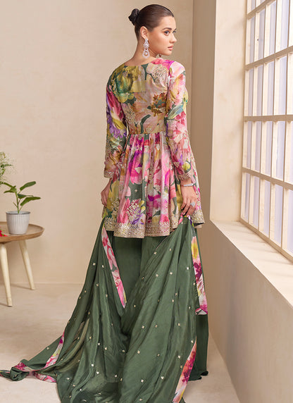 Chinnon Multi Color Party Wear Sequins Work Readymade Plazzo Suit 385708